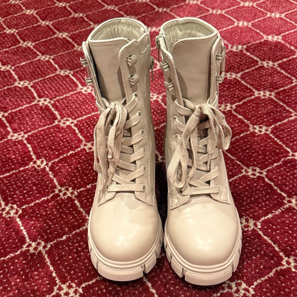 MIA Cream Lace-Up Boots for Women